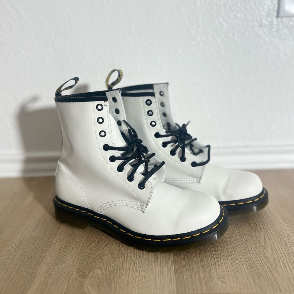 Dr. Martens White Boots with Black Accents